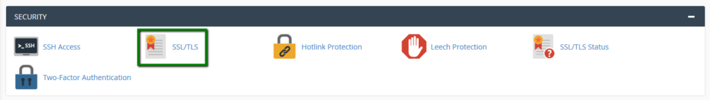 گزینه SSL در بخش Security سی پنل