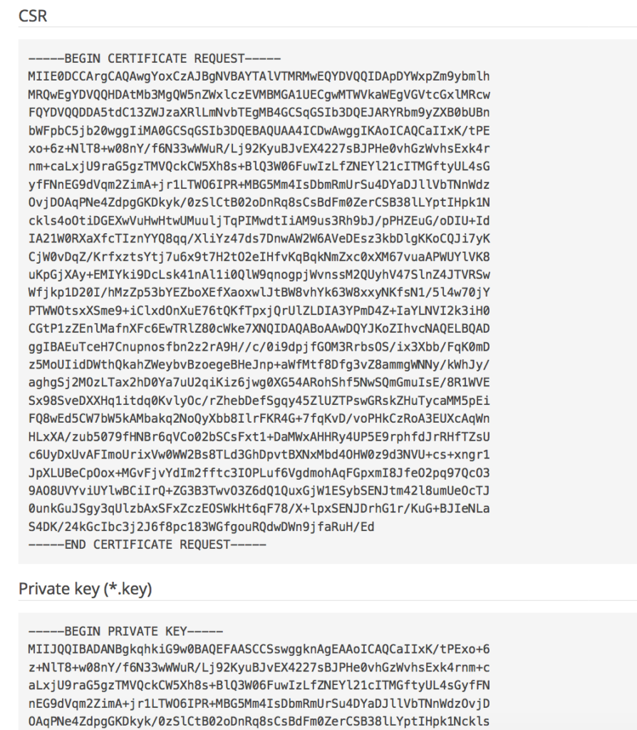 کد CSR تولیدشده در پلسک