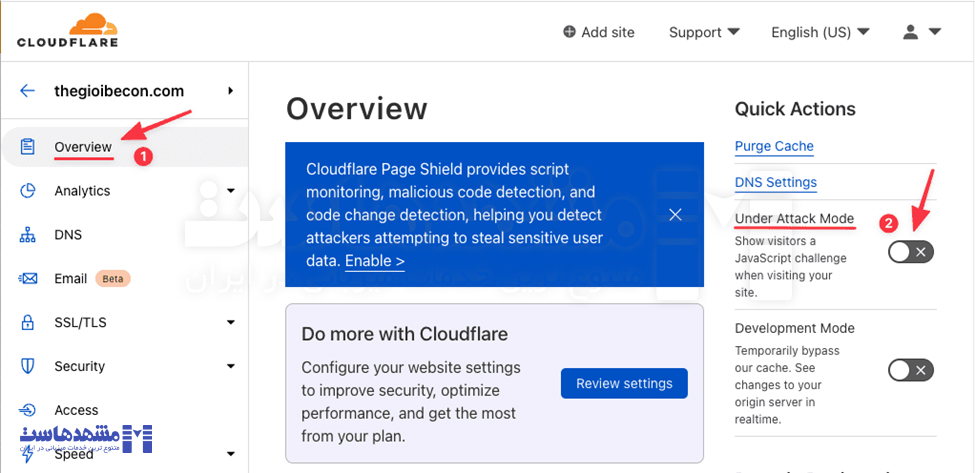 تنظیمات فایروال کلودفلر